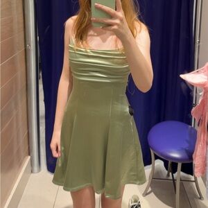 Windsor Olive Green Satin Dress